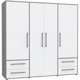 DS PRODUKT Drehtürenschrank Mokkaris, OTTOs Choice, TOPSELLER! 3 oder 4 Türen, zeitloses Design (B/H/T ca. 145x200x59cm oder 206x200x59cm) Schubladen + schwarze Stangengriffe, Made in Europe, viel Stauraum grau 205,9 cm x 200,1 cm x 58,8 cm