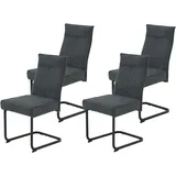 Hela Freischwinger HELA "KAREN Esszimmerstuhl", schwarz (anthrazit, schwarz, schwarz), B:48cm H:97cm T:68cm, 100% Polyester, Stühle, Freischwinger, XL-Breite, Komfortsitz, Federkern, Griff, 140kg belastbar