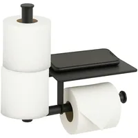 Relaxdays Toilettenpapierhalter mit Ablage, für Handy, Schlüssel, Papiertuch, Klopapierhalter
