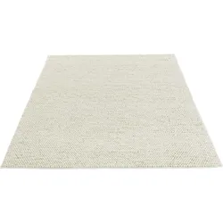 Wollteppich »Ainhoa«, rechteckig, 12 mm Höhe, einfarbig, Wolle, Handweb Teppich, Wohnzimmer, Schlafzimmer, Esszimmer, 82994244-1 creme 12 mm