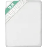 Matratzenschoner aus weichem Frottee, wasserdicht, milbendicht, 180 x 190/200 cm, für Bett mit 180 cm Breite (alle Größen), Weiß