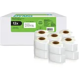 Dymo Original LabelWriter Rücksendeadressetiketten | 25mm x 54mm | 12 Rollen mit je 500 leicht ablösbaren Etiketten (6.000 Stück) | selbstklebend | Beschriftungsgerät für LabelWriter Etikettendrucker
