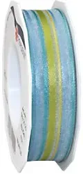 PRAESENT Organza 5692520-602 Hellblau, Limette 25 mm x 20 m 2 Stück