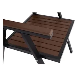 Mendler 2er-Set Gartenstuhl+Gartentisch HWC-J95, Stuhl Tisch, Gastro Outdoor-Beschichtung, Alu Holzoptik ~ schwarz, dunkelbraun