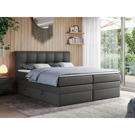 MKS Boxspringbett ALVIN KING 160/200 Dunkelgrau Kunstleder - H3