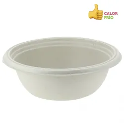 PuntoQPack 400 Stk. Wasserdichte BIO ECO 1000cc Faser-Salatschüssel Ref CPF018