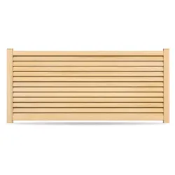 Zaun, Aluminium, Holzoptik, Eiche Hell Dekor, Modell Bielefeld, flexible Befestigungssysteme, Zaunelement individuell konfigurierbar
