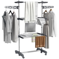 Homcom Wäscheständer mit Kleiderhaken Grau (Farbe: Grau)
