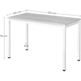 home collective Esstisch Esszimmertisch quadratisch Holztisch Küchentisch Modern 120 x 60 x 75 cm, 18 mm Dicke, Holz Sonoma-Eiche mit weißen Beinen aus Metall ... - Weiß