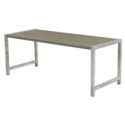 Planken Gartentisch - Outdoor Bistrotisch aus Thermoholz, in Natur/Silber - Outdoor Tisch in der Größe 186 x 77 x 72 cm - Outdoor Esstisch für Garten