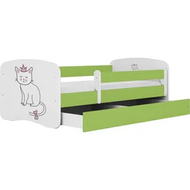 raumhirsch furniture Kinderbett mit Motiv Katze 80 x 180 cm Holzwerkstoff grün