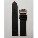 Sinn Vintageleder Vintagelederarmband L 22mm/20mm BL5022-5003-501A - rote Ziernaht,schwarz
