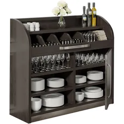 Besteckschrank | 110cm | Wenge/Schwarz | 1x Tür | 4x Böden | Besteckschränke, Besteckschrank Gastronomie, Kellnerstation