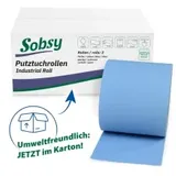 Plock GmbH Sobsy Putztuchrolle, 2-lg., ⵁ 25 cm, 21,5x36 cm, Zellstoff, blau, 2 Rollen