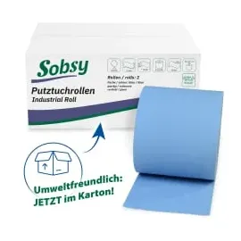 Plock GmbH Sobsy Putztuchrolle, 2-lg., ⵁ 25 cm, 21,5x36 cm, Zellstoff, blau, 2 Rollen