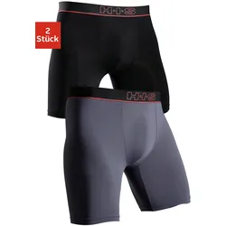Funktionsboxer H.I.S, Herren, Gr. XXXL, grau (grau, schwarz), Microfaser, Obermaterial: 92% Polyamid, 8% Elasthan, unifarben, körpernah, Unterhosen, in sportiver Optik mit langem Bein in Microfaser-Qualität