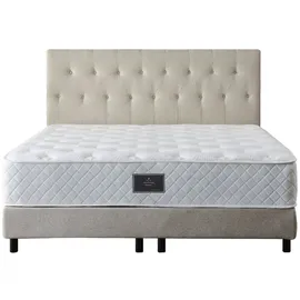 V6 Boxspringbett Modell 211 mit Taschenfederkernmatratze - Beige)