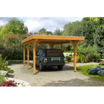 SKANHOLZ Spessart Einzelcarport 3,55 x 6,04 m beige inkl. Regenrinne, Pfostenanker