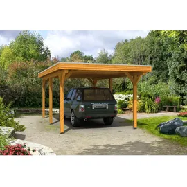 SKANHOLZ Spessart Einzelcarport 3,55 x 6,04 m beige inkl. Regenrinne, Pfostenanker