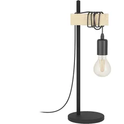EGLO Townshend Tischlampe Vintage Lampe Büro Schlafzimmer Tischlampe Schwarz Holz