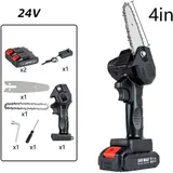 Handgeführte Akku-Elektro-Kettensäge mit Geschwindigkeitsregulierung und 2 Akkus, zum Baumschnitt, Schwarz