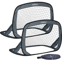 Relaxdays Fußball Pop Up Tore im 2er Set, Schwarz,Grau