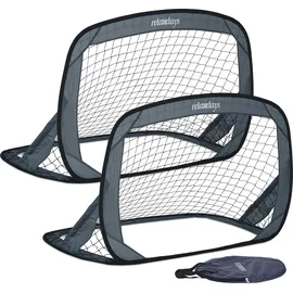 Relaxdays Fußball Pop Up Tore im 2er Set, Schwarz,Grau