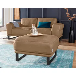 Hocker W.SCHILLIG "montanaa", braun (fango z69), B:71cm H:42cm T:71cm, Hocker, mit Metallkufen in Schwarz pulverbeschichtet, Breite 71 cm