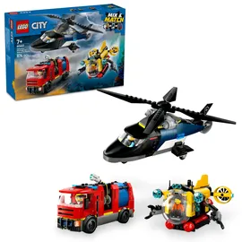 LEGO City Kombinationsset mit Hubschrauber, Löschauto und U-Boot
