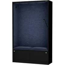 Jan Nowak Akustikschrank mit Sitzbank für 2 Personen, Ruhezone für Büro, Schule, Open Space, Schallschutz Möbel mit PET Paneelen, USB C, Schubladen, Haken, 185 x 115 x 40 cm Akustikpaneele NRC 0,8