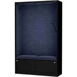 Jan Nowak Akustikschrank mit Sitzbank für 2 Personen, Ruhezone für Büro, Schule, Open Space, Schallschutz Möbel mit PET Paneelen, USB C, Schubladen, Haken, 185 x 115 x 40 cm Akustikpaneele NRC 0,8