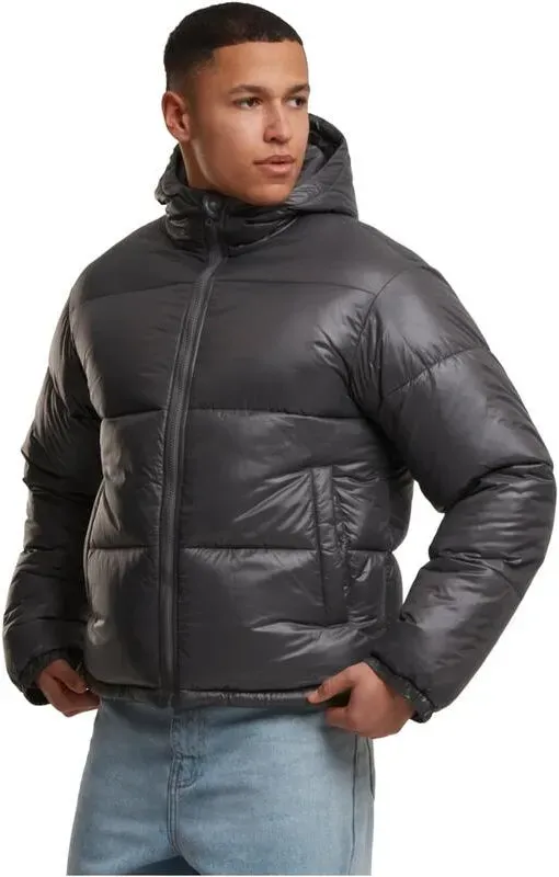 Urban Classics Glänzende Pufferjacke mit Kapuze Winterjacken/Mäntel Magnet 3XL
