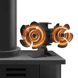 MERTTURM Kaminventilator mit Größerem Luftstrom 10 Flügel, Wärmebetriebener Ofenventilator mit Doppelmotoren, Leise Wärmezirkulation, Holzofenventilator ohne strom für Ofen/Holzbrenner/Kamin