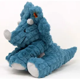 Steiff 087806 - Dixi Triceratops, sitzend, petrol/grau, Dino, Plüsch, 28 cm