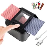 Bibykivn Automatischer Kartenmischer, Kartenmischmaschine Elektrische, 2000 mAh, Mischmaschine Karten für UNO Kartenspiel, Poker, Skip BO, Phase10 für Familienfeiern und Reisen (Schwarz)