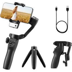 VEVOR Gimbal-Stabilisator für Smartphone, 3-Achsen-Stabilisierung, KI-gestützter Tracking-Fülllicht, Stativ, automatischer Verfolgung, tragbarer, faltbarer Stabilisator für Videoaufnahmen
