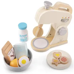 New Classic Toys® Spielzeug-Polizei Einsatzset Mixer mit Zubehör aus Holz Creme Kinderküchen-Zubehör Kinderspielzeug