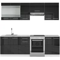 Vicco Küchenzeile Fame-Line 240 cm Anthrazit Hochglanz/Weiß