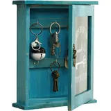 Famanu Schlüsselhalter aus Holz mit 6 Haken - Blau
