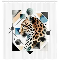 ABAKUHAUS Duschvorhang 175 x 200 cm blau braun weiß