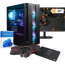 dcl24.de dcl24 komplett Set Ryzen 7 5700X3D, RTX4060Ti 8GB - 1000GB SSD, 32GB DDR4, Gamer PC mit 8x4.1 GHz, WLAN, 27" Monitor, Maus, Tastatur, Windows 11 Pro