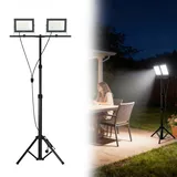 Aufun LED Baustrahler 2x 100W mit Stativ höhenverstellbar und Fernbedienung, LED Fluter Arbeitsscheinwerfer IP66 180° Drehbar Bauscheinwerfer 3m Kabel für Innen-und Außenbereich,Garage, Baustelle