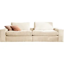 Big-Sofa ALINA "Sandy", beige (creme gct 11), B:266cm T:123cm, Cord GCT (92% Polyester, 8% Nylon), Sofas, in Cord, mit losen Sitz und Rückenkissen