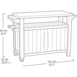 KETER Grilltisch 134 x 88 cm Edelstahl Braun