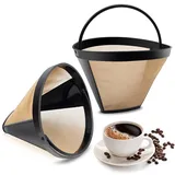 Edelstahl Kaffeefilter, 2 Stück, 100 Mesh, 8-12 Tassen, mit Griff