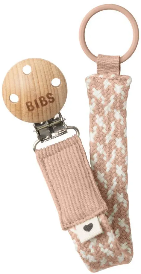 Bibs Fopspeenketting geflochten Blush/Elfenbein