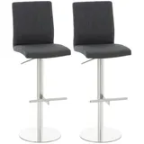 CLP 2er Set Barhocker Cadiz mit Stoffbezügen I Gepolsterter Barstühle höhenverstellbar und drehbar I Mit Rückenlehnen und Fußablagen, Farbe:dunkelgrau, Gestell Farbe:Edelstahl