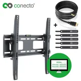 conecto TV Wandhalterung für 26-52 Zoll (ca. 66-132cm) Flach & Curved LCD LED OLED Fernseher & TFT Monitor | Neigbar | Wand Halter Fernseher Halterung | VESA 200x200-400x400 | Schwarz