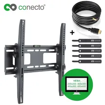 conecto TV Wandhalterung für 26-52 Zoll (ca. 66-132cm) Flach & Curved LCD LED OLED Fernseher & TFT Monitor | Neigbar | Wand Halter Fernseher Halterung | VESA 200x200-400x400 | Schwarz
