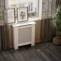 Hago HAGO24 Heizkörperverkleidung Heizungsabdeckung Holz 78x19x82cm Weiß Wabenmuster Regalfläche